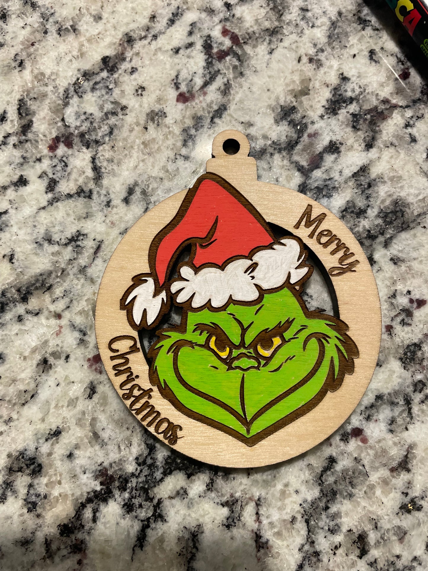 Merry Christmas Grinch Ornament hand painted