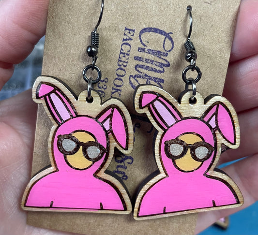 A Christmas Story Pink Bunny dangle earrings