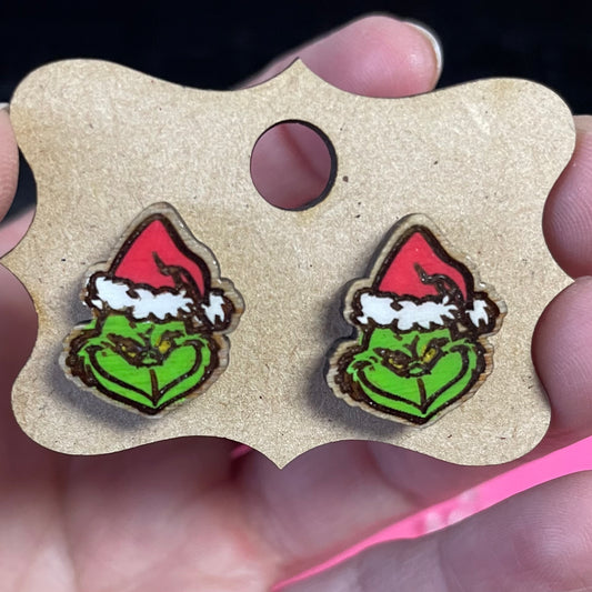 Grinch stud earrings