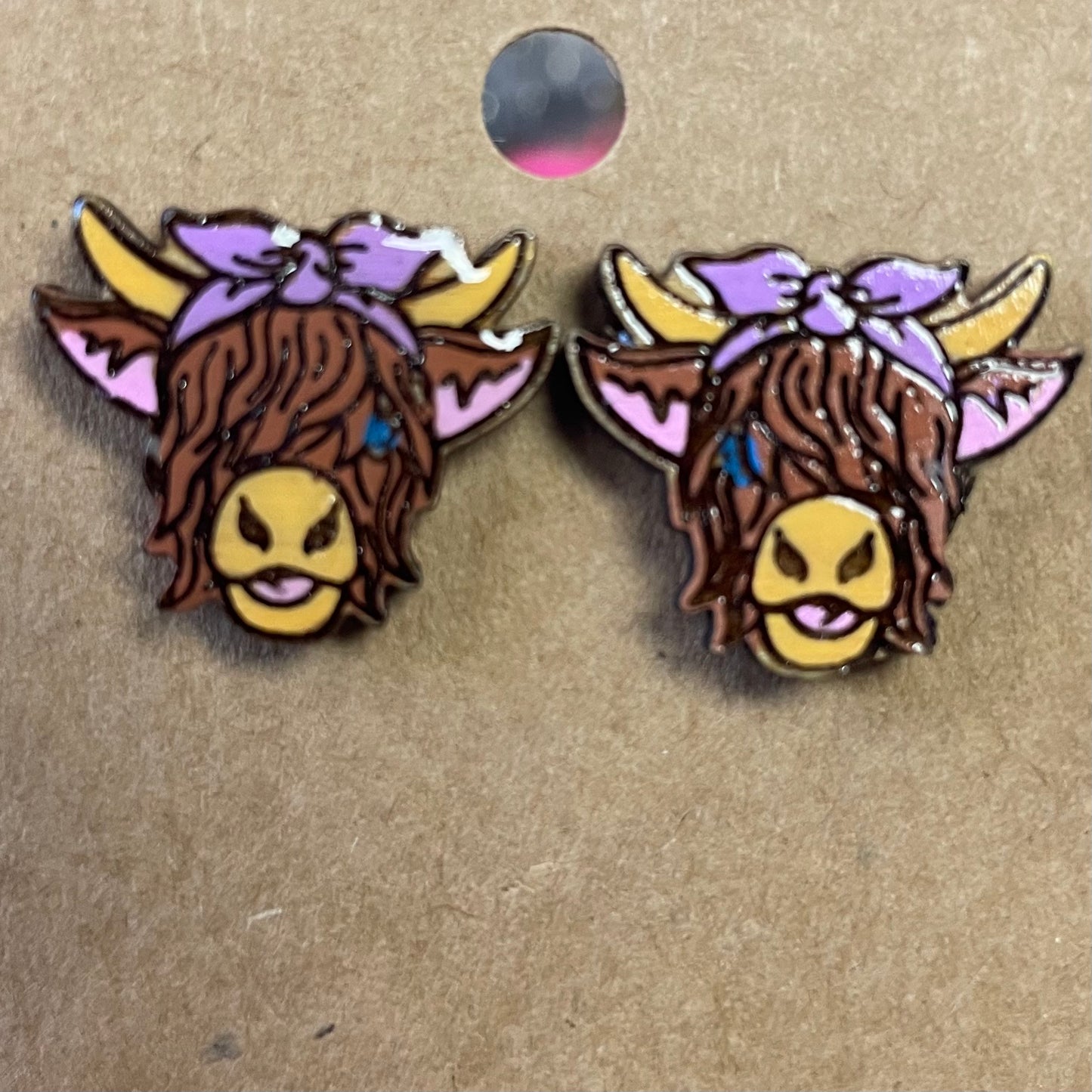 Highland Cow studs choose your bandanna color