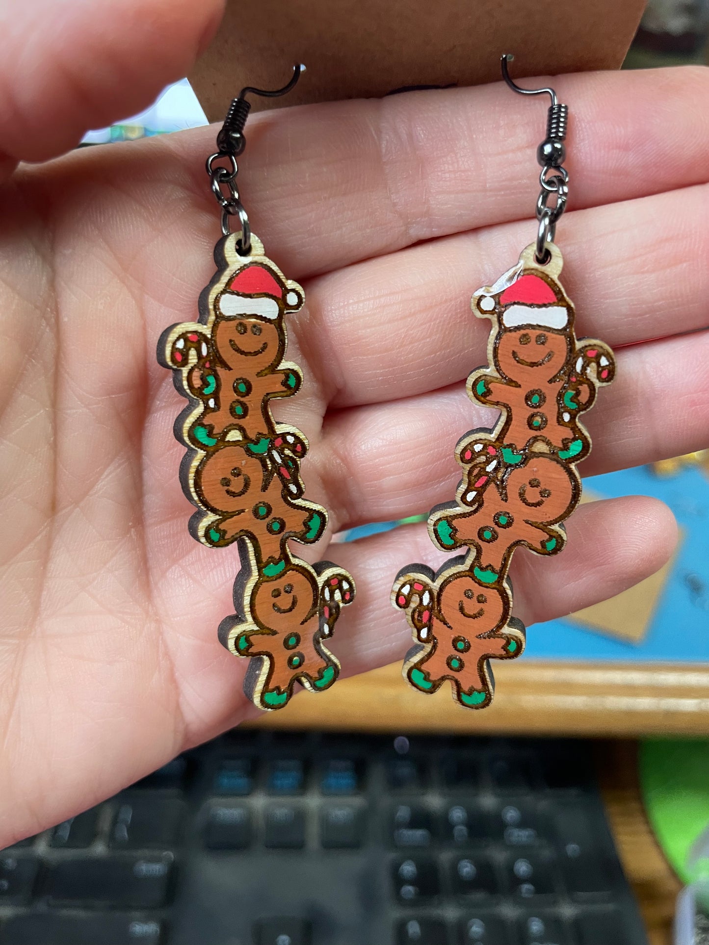 Gingerbread Men dangle earrings choice of color