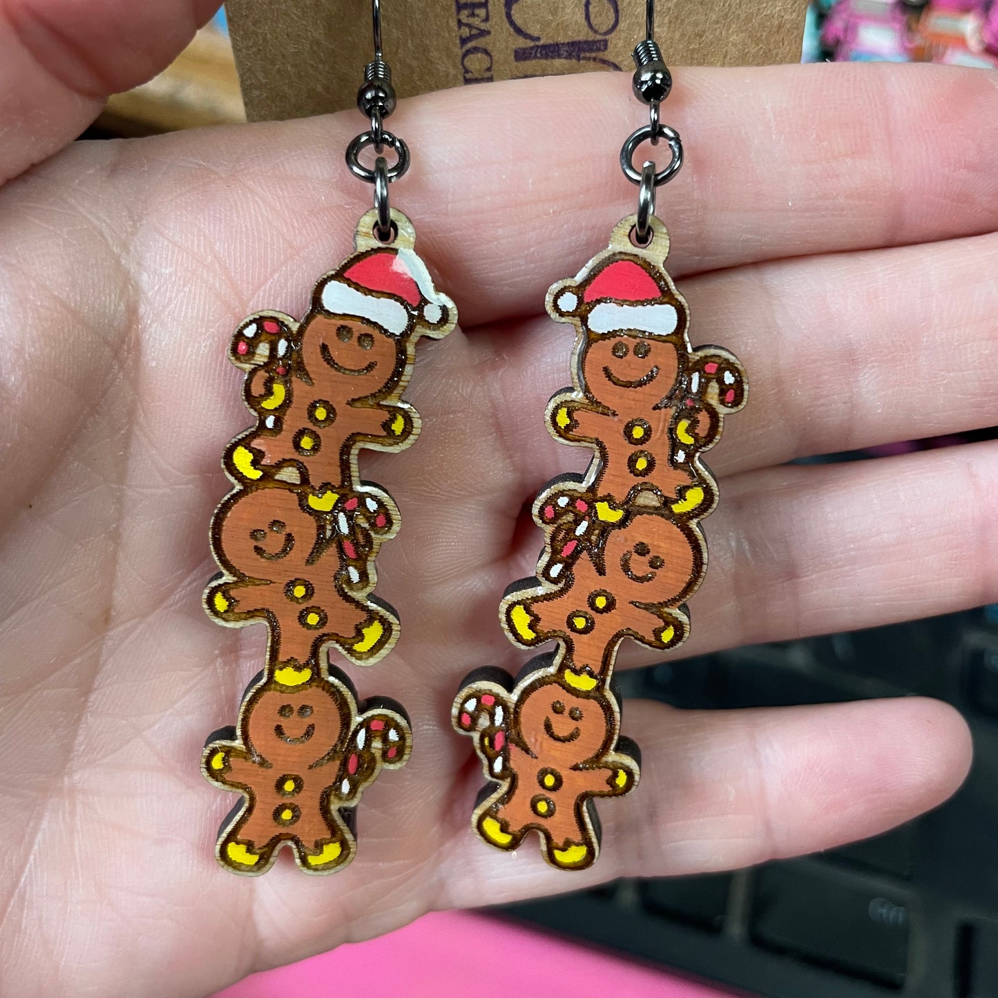 Gingerbread Men dangle earrings choice of color