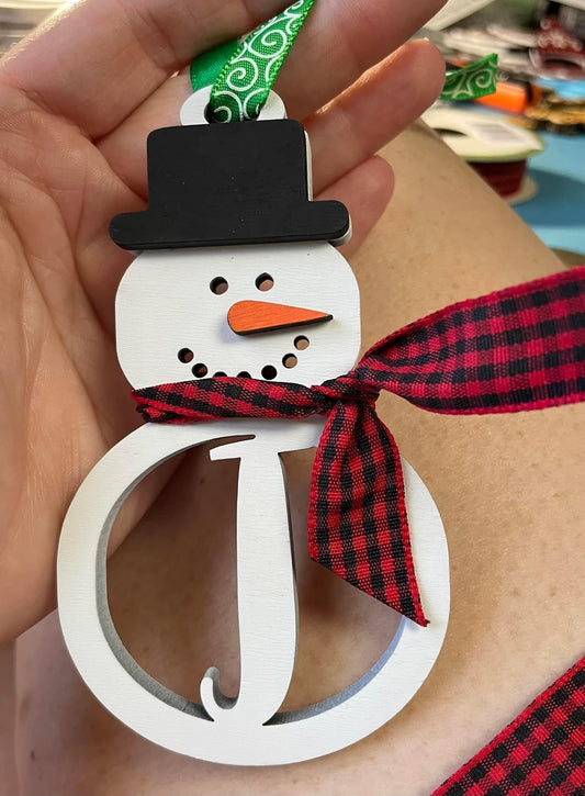 Snowman Initial Ornament