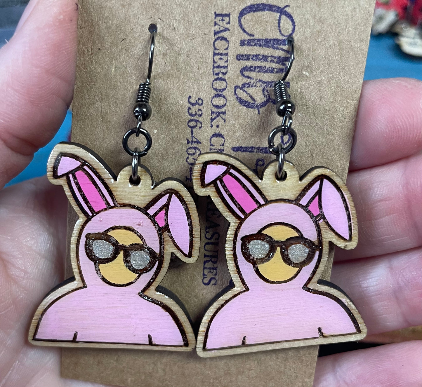 A Christmas Story Pink Bunny dangle earrings