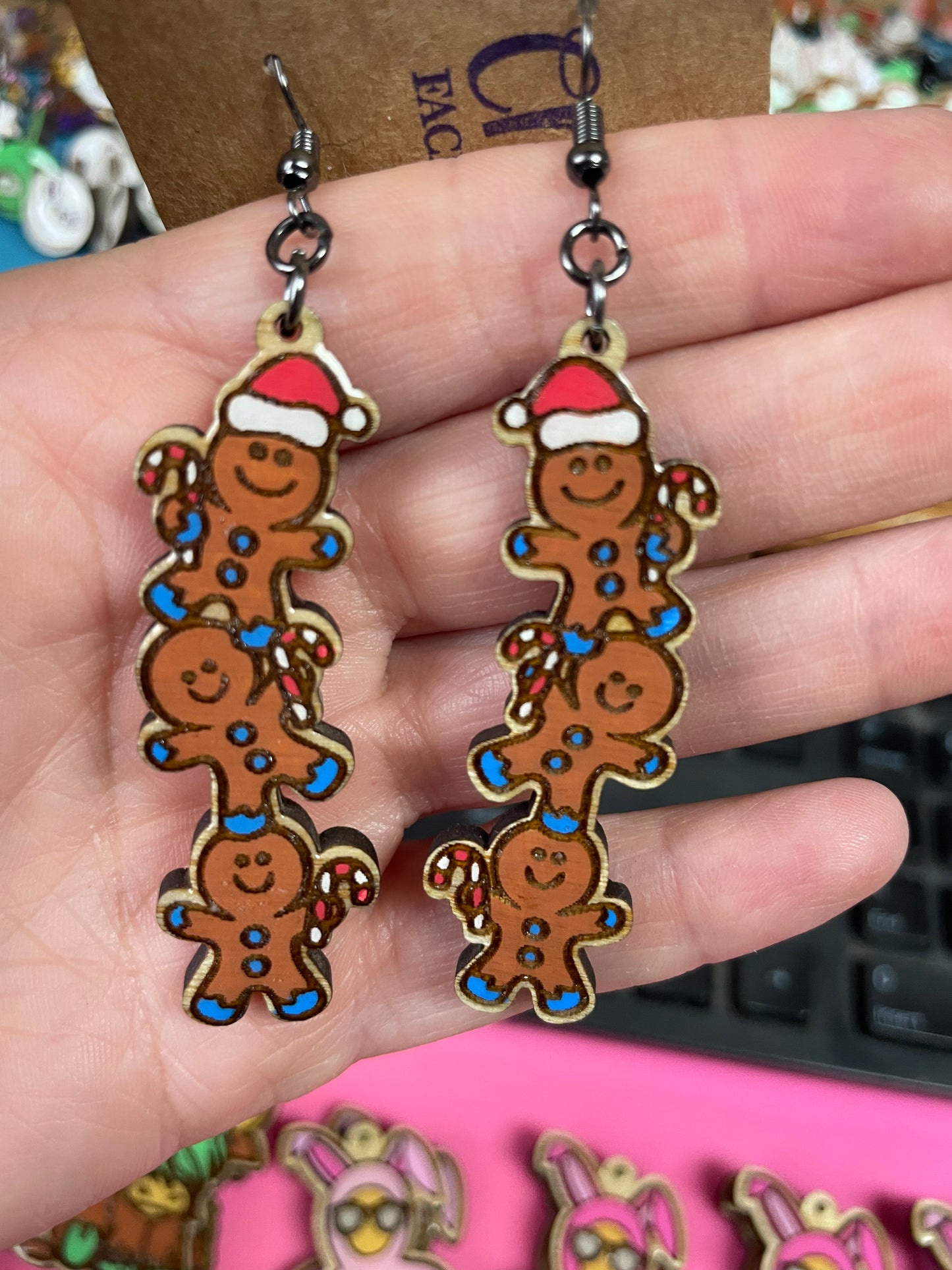 Gingerbread Men dangle earrings choice of color