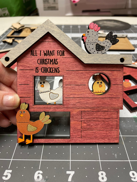 All I want for Christmas is Chickens ornament