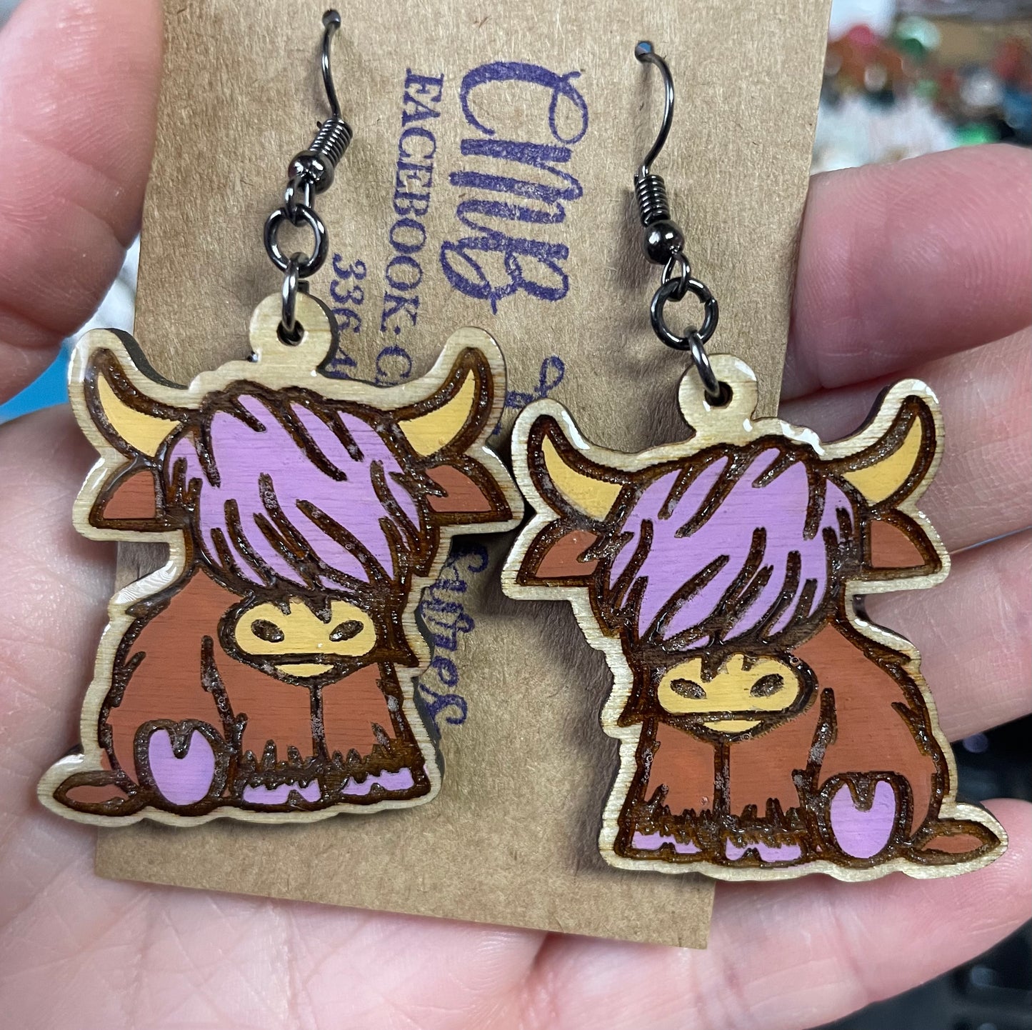 Highland cow dangle earrings choice of color