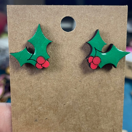 Holly Studs hand painted