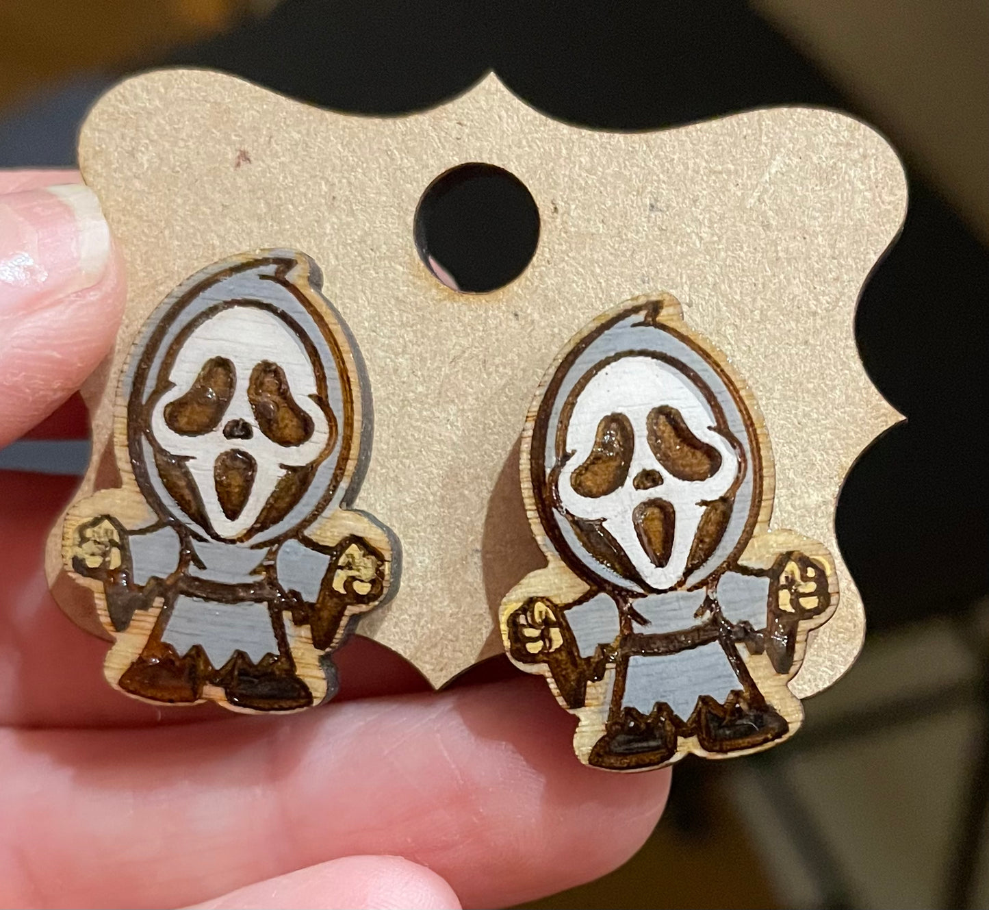 Ghost Face inspired stud earrings